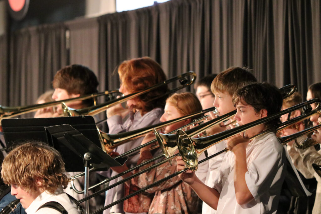 Student trombone players