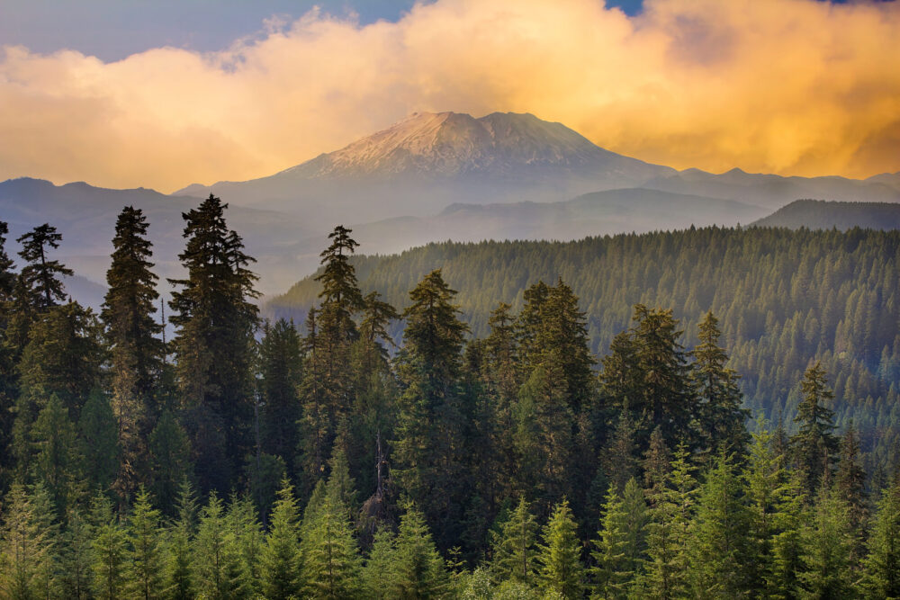 Sunset Over Mount St Helens.