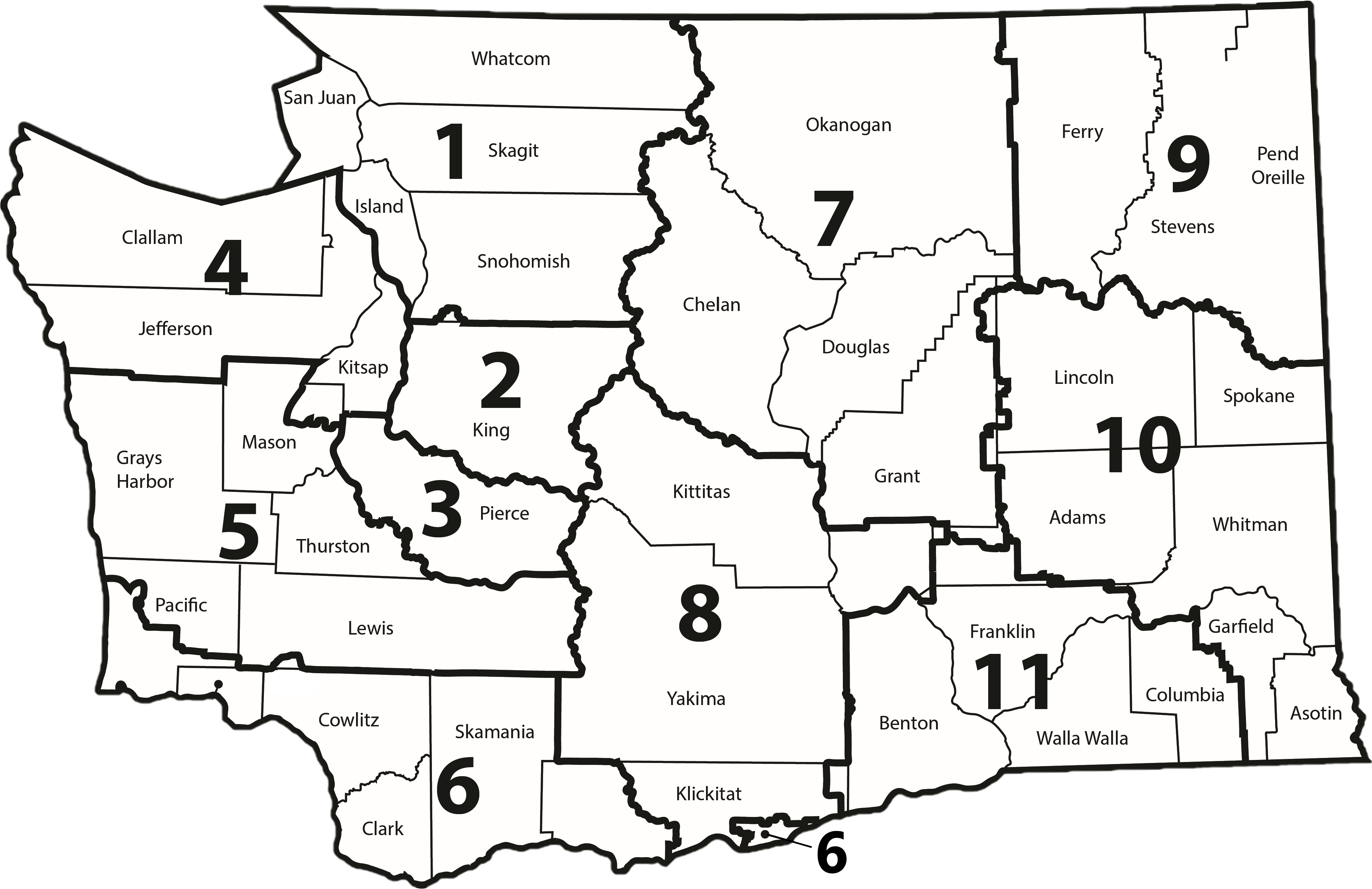 Map of Washington State with Director Areas Outlined