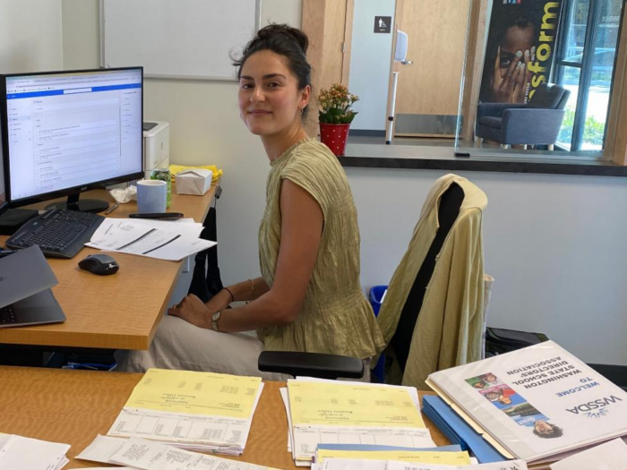 Alexa at her desk in WSSDA.