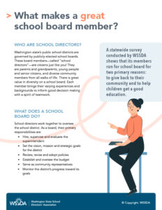 Get on Board flyer for school directors candidates