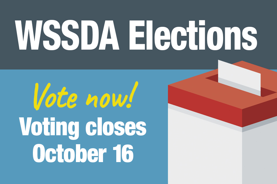 The words Vote Now and a ballot box